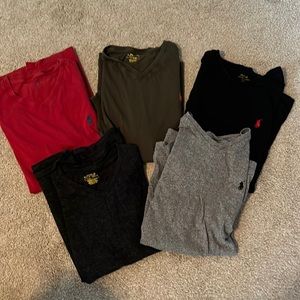 Lot of 5 Polo Ralph Lauren V-Neck Tee Shirts Mens Large